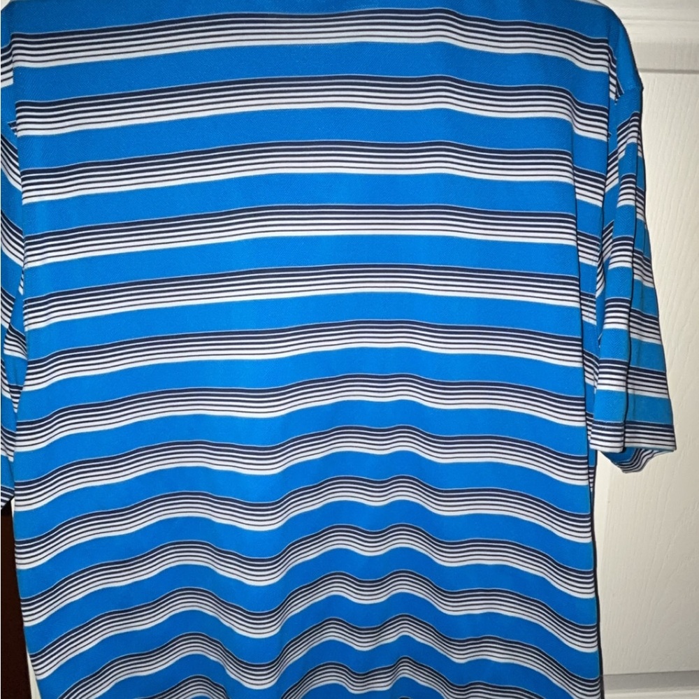 Nike Dri-Fit Men's Blue and White Striped Golf Polo - Picture 4 of 4
